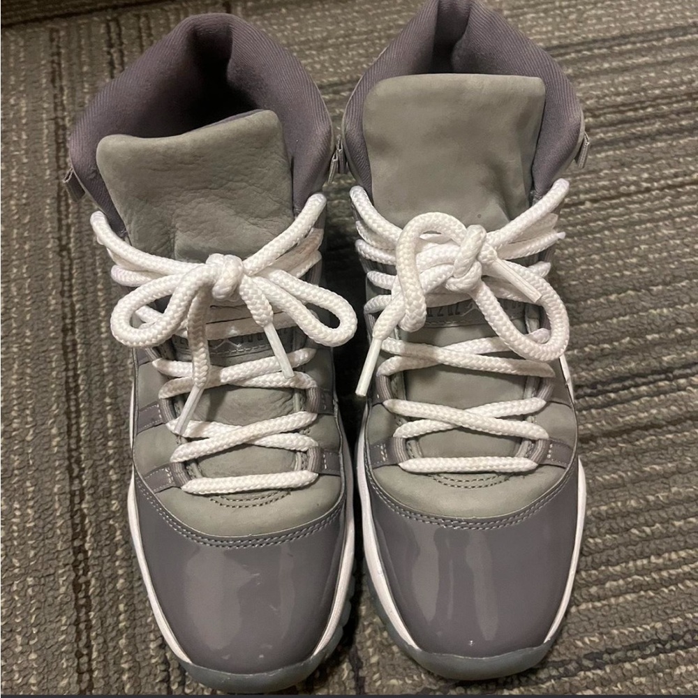 Jordan Gray and White High-Top Sneakers